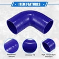thumbnail image 4 of Unique Bargains 76mm 2.99" ID 90 Degree Elbow Coupler Silicone Hose Intercooler Tube Universal for Car Engine Blue, 4 of 6