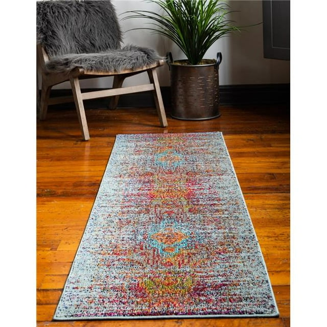 Unique Loom 3140084 2 ft. 7 in. x 10 ft. Picasso Vita Runner Rug, Light Blue