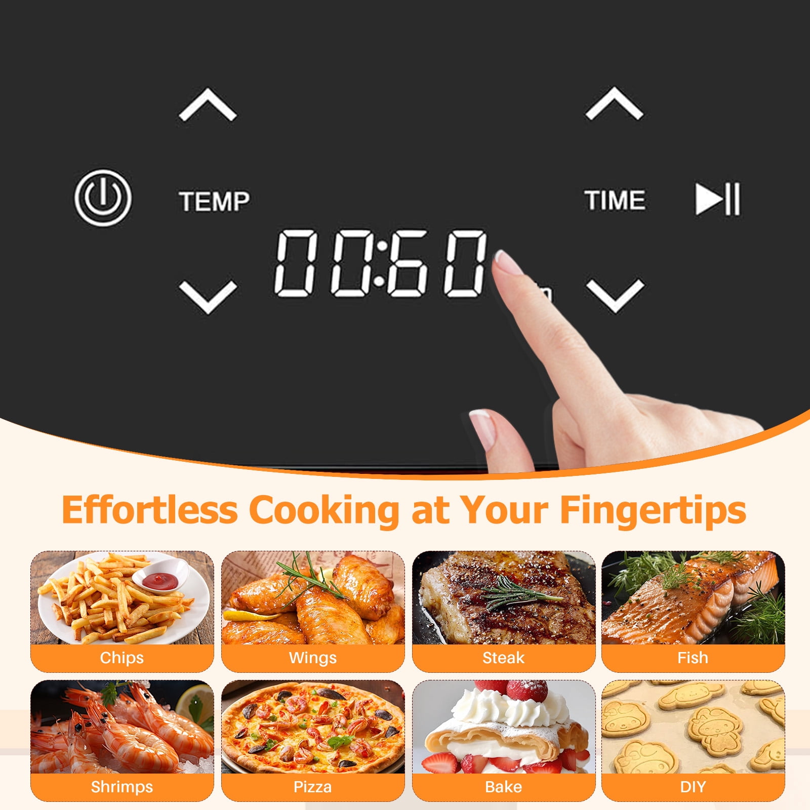 Sybels 3QT Small Air Fryer,Easy-Clean Digital Touch Panel, 400℉ Max Temp, Built-in Auto Shut-off, Nonstick Dishwasher-Safe Basket for Baking, Roasting, Broiling and Reheating, Red