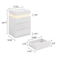 thumbnail image 2 of Leumius 3 Drawer Small Nightstand with Charging Station,LED and Open Shelf,Modern Bedside Table,Wooden End Table for Bedroom,White, 2 of 5