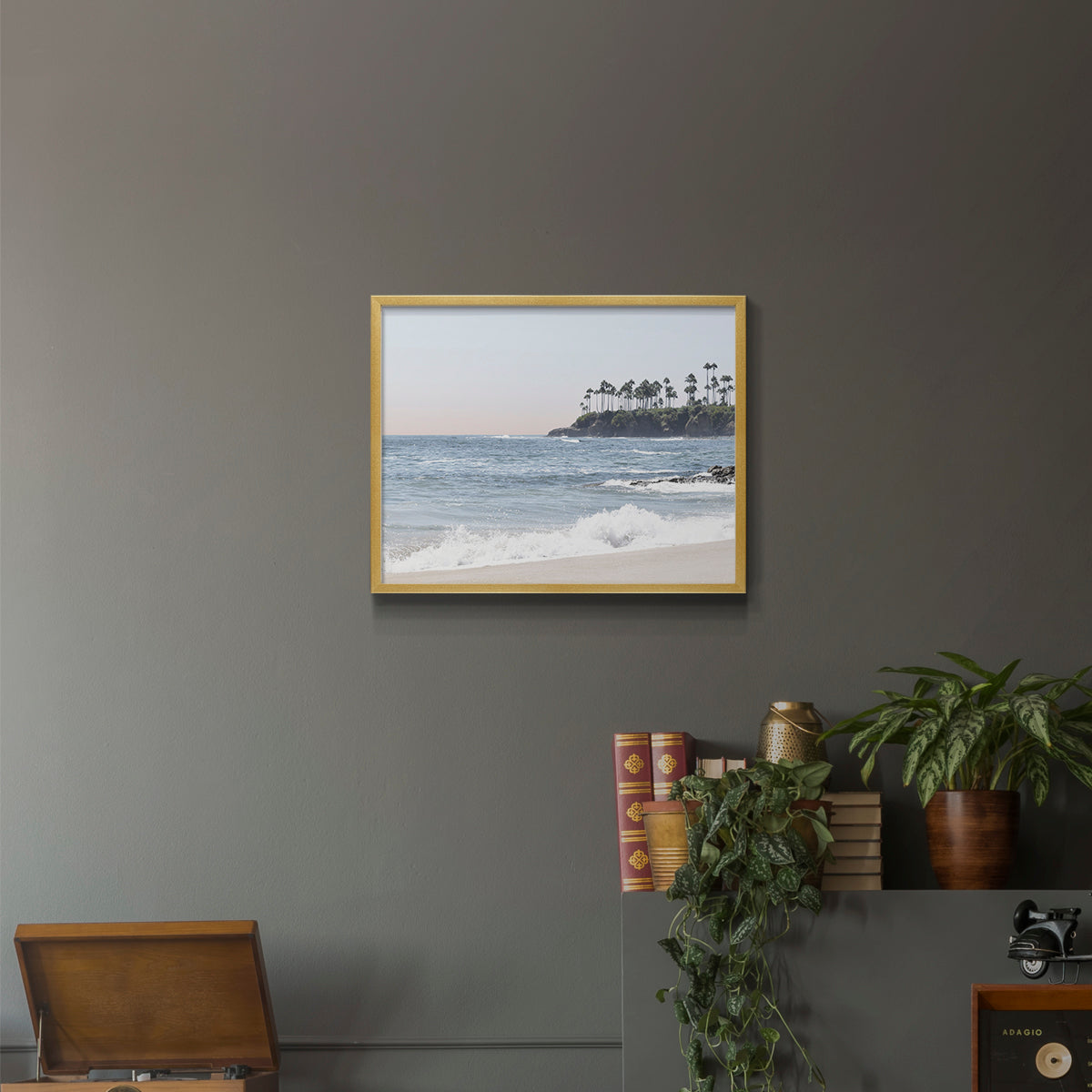Distant Palms by Natalie Carpentieri - Restickable Framed Giclée Print