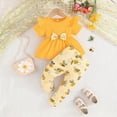 thumbnail image 2 of mgoYE Baby Girl Clothes 6-9 Months Baby Girl Clothes Toddler Girl Outfits Infant Girl Summer Clothes for Girl Ruffle Shirt Pants+Cute Headband 3PCS(Yellow,3-6 Months), 2 of 7