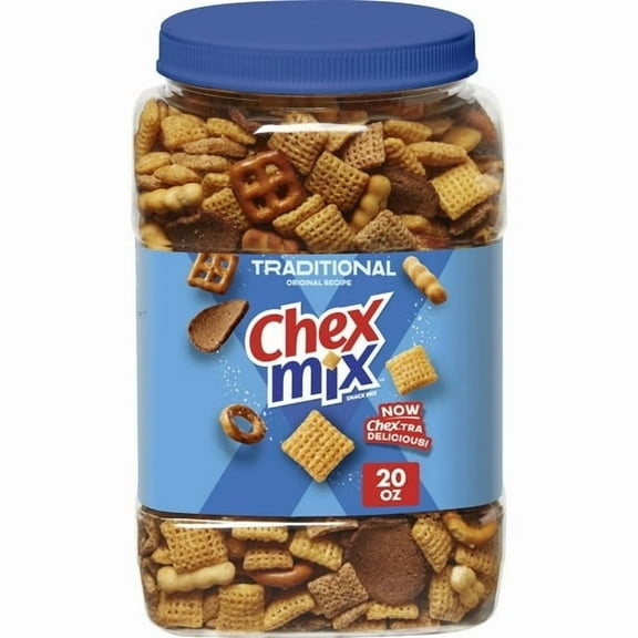 Chex Mix Traditional Original Recipe Snack Mix, Snacks, Tub, 20 oz