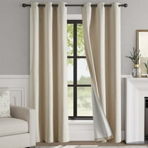 Curtainking Blackout Curtains 38 x 84 Inches Beige Linen Textured Drapes for Bedroom Grommet 2 Panels