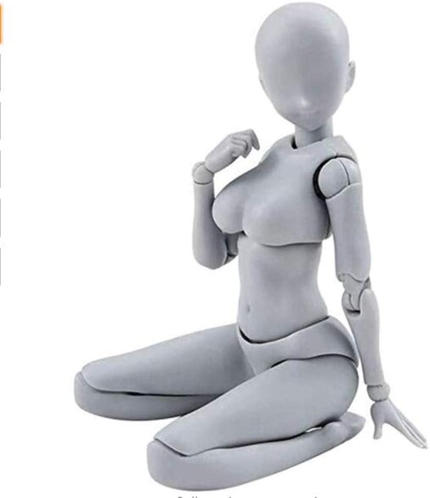 VAlink 13-15cm Artists Sketch Movable Limb Action Figure Model,Flexible Body Human Mannequin Kit,Articulated Kids Student Assemble Painting Toy,with Display Base and Pose Parts A Gray