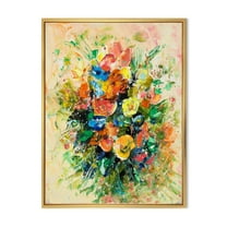 Designart 'Ancient Fresh Flowers Bouquet Of Wildflowers' Traditional Framed Canvas Wall Art Print