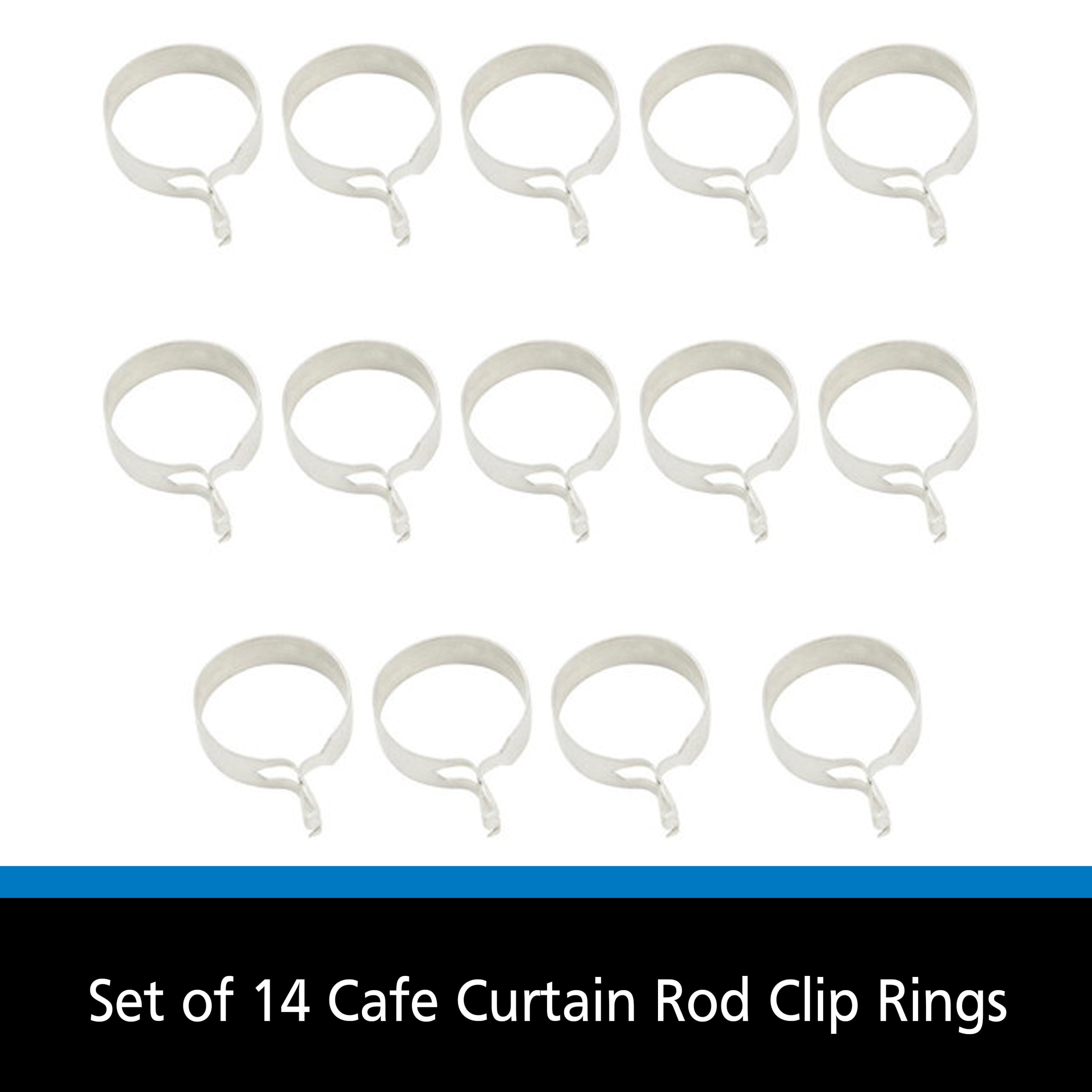 Mainstays Set of 14 Café Curtain Rod Clip Rings, 3/4 in. Diameter, Chrome