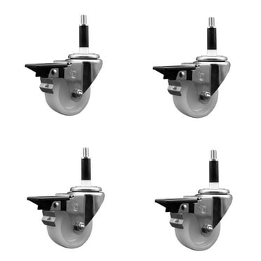 3 Inch Nylon Swivel 7/8 Inch Expanding Stem Caster Set with Brake SCC
