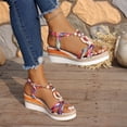 thumbnail image 5 of Pandaie Bohemian Wedge Sandals for Women Wide Width Platform Orthopedic Espadrilles Braided Strappy Dressy Summer Beach Shoes Colorful Size 10, 5 of 9