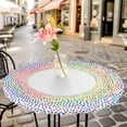 thumbnail image 3 of Rainbow Polka Dot Art Elastic Fitted Round Table Cover Vintage Wave Point Waterproof Outdoor Tablecloth for Holiday Party, Picnic, Patio & Dining Fits Tables Up to 45"-54", 3 of 8