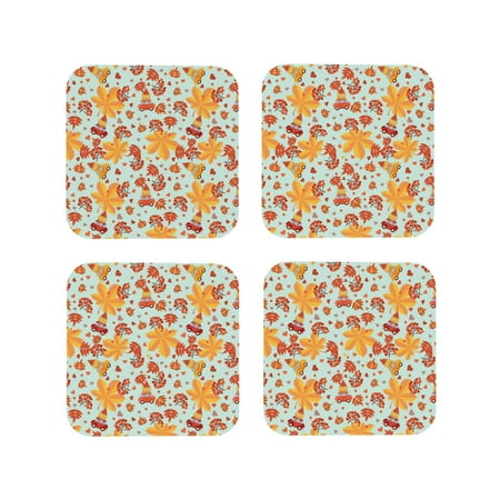 

Tideii Hearts And Autumn Leaves for Leather Coasters 4 Pieces Anti-fouling and Anti-scalding Decorative Coasters Suitable for Restaurants Kitchens Coffee Shops-Square