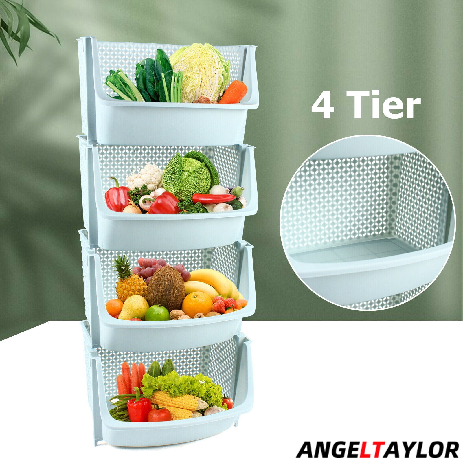 Multifunction Toy Vegetable and Fruit Storage 4 Tier Shelf Rack