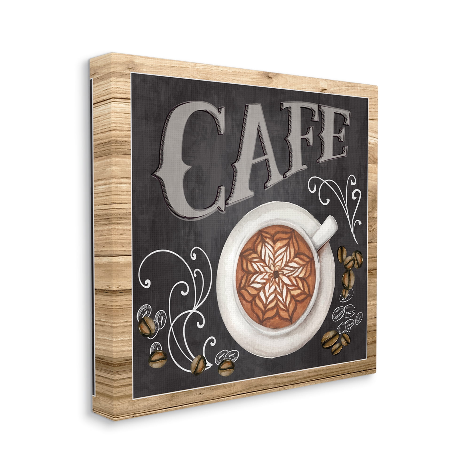 Stupell Industries Chalkboard Style Cafe Sign Latte Coffee Beans Motif Canvas Wall Art, 36 x 36, Design by ND Art