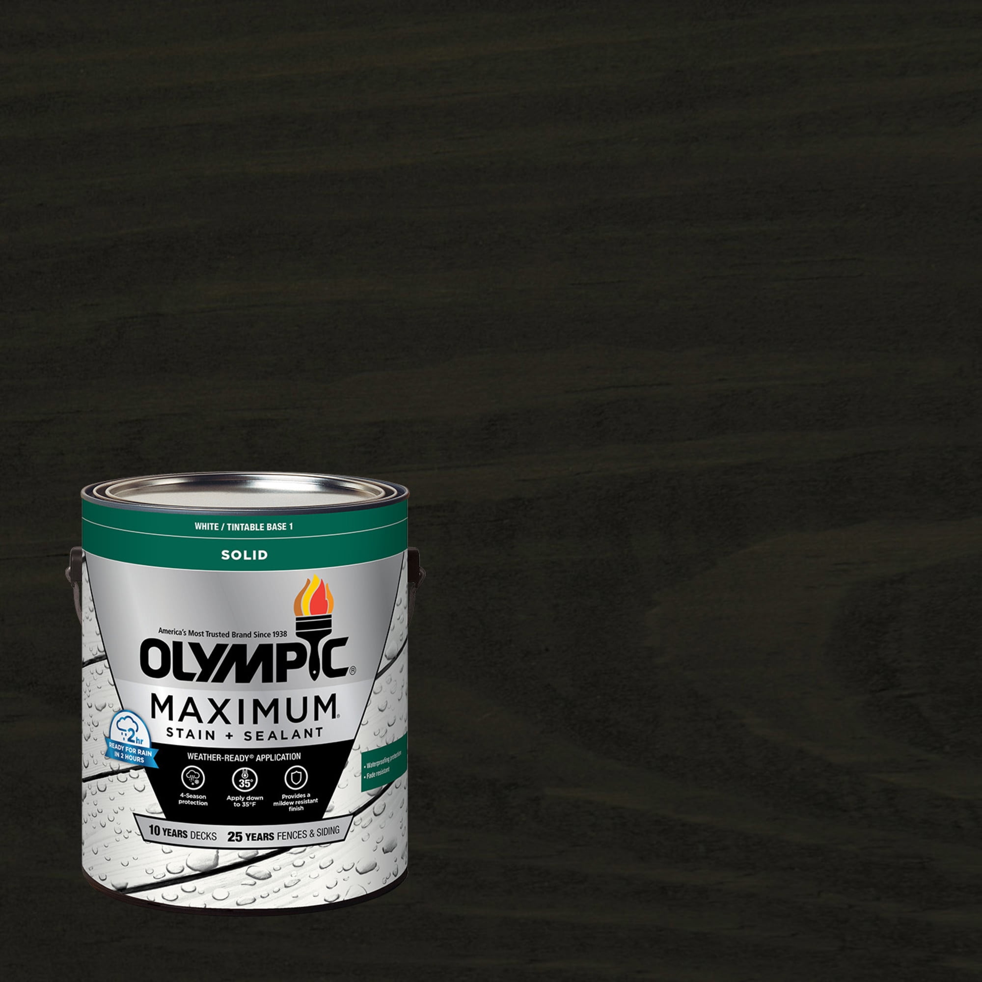 (2 pack) Olympic Maximum 1 Gallon SC-1050 Mystic Black Solid Color Exterior Stain and Sealer in One