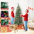 thumbnail image 2 of NALONE 6FT Pre-Lit Christmas Tree with Remote Control and Timer, Snow-Kissed Artificial Pencil Christmas Tree with 640 Tips, Pinecones Red Berries, 9 Lighting Modes (Flocked Tips Pencil Tree, 6 FT), 2 of 8
