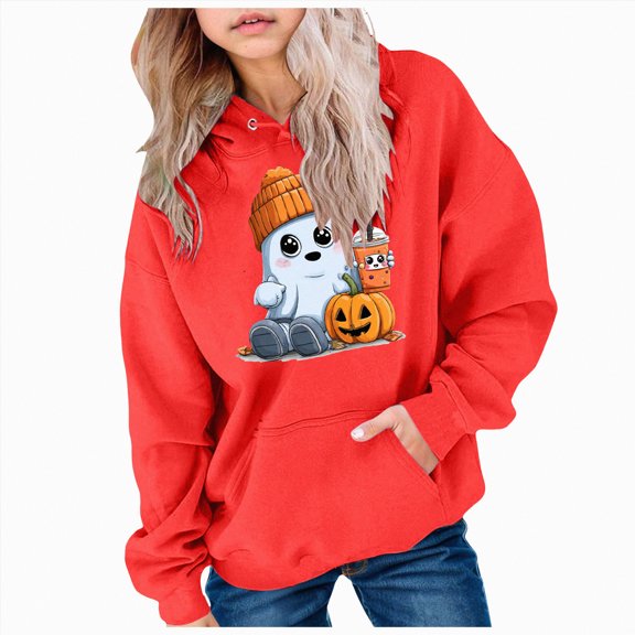 Ccpelsie Girls Stripes Pullover Hoodie Long Sleeve Sweatshirt Tops with Kangaroo Pocket Winter Clothes(Red,10-11 Years)