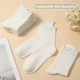 thumbnail image 2 of Bocaoying 8 Pairs Womens Ruffle Socks, Cute Turn-Cuff Casual Ankle Dress Socks, White Crew Frilly Sock Size 5.5-8, 2 of 8