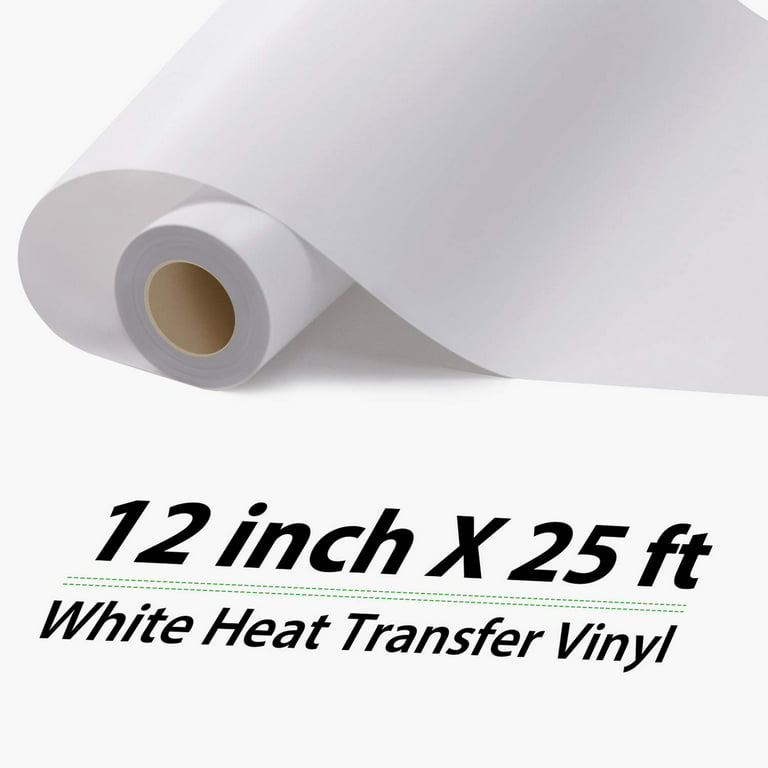 HTVRONT 12 x 25FT White HTV Vinyl Iron on Heat Transfer Vinyl for