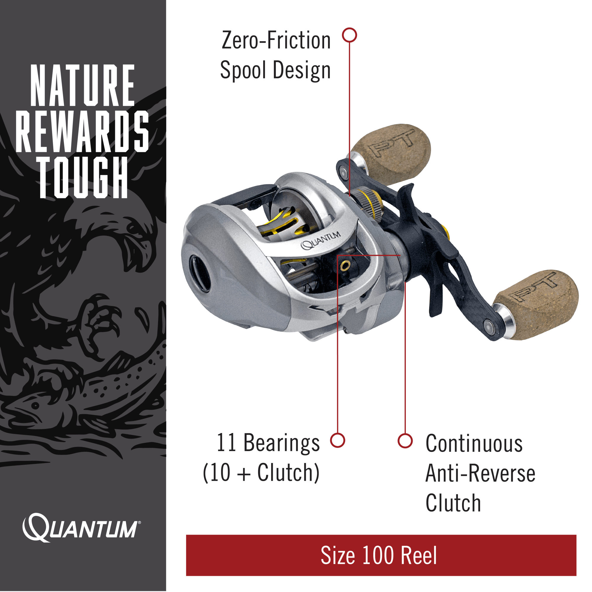 Quantum Vapor Spinning Fishing Reel, Size 25 Reel, Changeable Right- or  Left-Hand Retrieve, Continuous Anti-Reverse Clutch, Composite Cork Handle