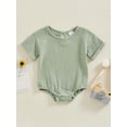 thumbnail image 2 of Bslissey 3M 6M 12M 18M Baby Girls Boys Bubble Romper Rolled Up Short Sleeve Solid Color Jumpsuit Newborn Infant Casual Crew Neck T-shirt Bodysuit Summer Clothes, 2 of 9