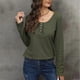 thumbnail image 4 of Womens Casual T-shirt Fashion Button V-Neck Tee Top Long Sleeves Shirts Top Summer Autumn T-shirt Slim-Fit Tee Shirts blue gray XXL, 4 of 5