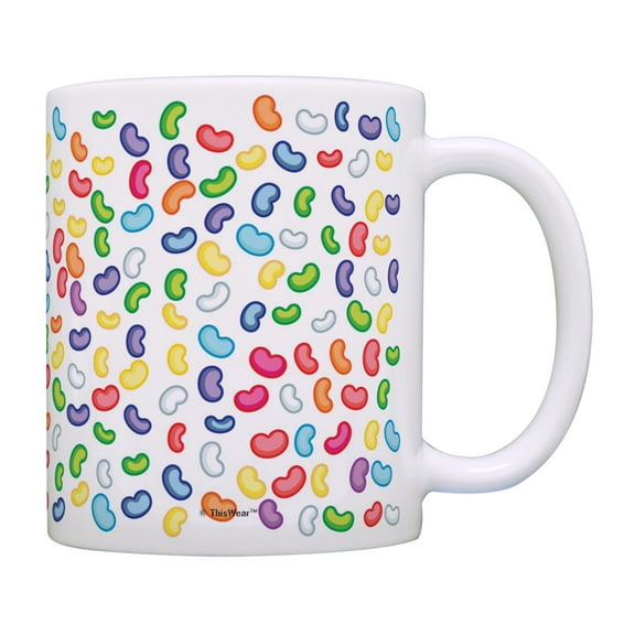 ThisWear Easter Gifts for Women Colorful Jelly Bean Pattern Easter Party Decorations 11oz Ceramic Coffee Mug Jelly Bean