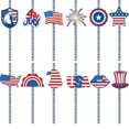 thumbnail image 5 of NSESSHome 24 Pcs 4th of July Paper Straws, Red White and Blue Straws for 4th of July Decorations, Disposable Drinking Straw for Memorial Patriotic Day Party Celebration Supplies, 5 of 8