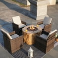 thumbnail image 2 of Outdoor Wood Coating Fire Pit Table with Four Rattan Chairs, 2 of 7