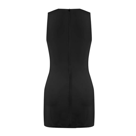 Xyxonk Golf Dresses for Women Summer Workout Bodycon Dress with Shorts Sleeveless Slit Solid Color Dress Cute Tennis Sports Dress Black L