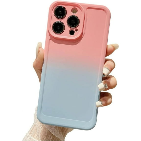 Compatible with iPhone Case,Gradient Liquid Silicone [Compatible with Wireless Charging] Camera Lens Protection Soft Shockproof Cover Phone Case (Pink,iPhone 11)
