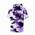 thumbnail image 5 of OIOLOYJM Mens Hoodies Sun Protection Lightweight Camo Short Sleeve Hooded T Shirts Rash Guard Quick Dry Running Casual Tops Purple 3XL, 5 of 5