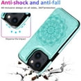 thumbnail image 6 of for iPhone 14 Wallet Case with Card Holder,Women Mandala Embossed PU Leather with Kickstand Credit Card Slots Magnetic Clasp Slim Protective Flip Cover for iPhone 14 6.1 Inch (Mint), 6 of 13