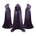thumbnail image 2 of FINALGANG Men Robe Halloween Solid Color Sleeveless Hooded Satin Tops Mens Leisure Birthday Wedding Weekend Robes,Dark Purple,170/Xl, 2 of 4
