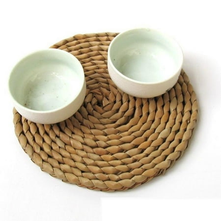 

Clearance! Woven Round Placemat Handmade Braided Heat Resistant Non Slip Bowls Coffee Cups Coaster for Dining Table Kitchen Decoration