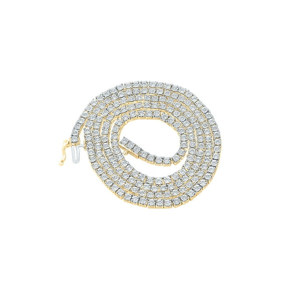 10kt Yellow Gold Mens Round Diamond 22-inch Chain Necklace 1-1/3 Cttw
