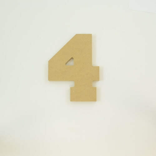 Package of 1, "4" 12 Inch X 1/2" MDF Numbers In The Collegiate Font | Thick For Art & Craft Project, Made in USA