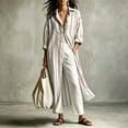 thumbnail image 4 of Bxsruta Womens Maxi Shirt Dress Long Sleeve Button Down Casual Casual Vacation Beachwear, 4 of 8