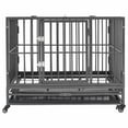 vidaXL Dog Cage Dog Crate with Removable Tray Lockable Wheels Dog