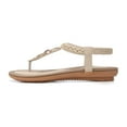 thumbnail image 2 of FAMITION Women Flat Sandals Summer Casual Thong Elastic Ankle Strap Sandal Boho Flip Flops Beach Shoes Apricot, 2 of 4