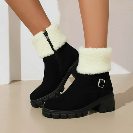 

Ankle Boots Ladies Comfortable Fashion Mid Barrel Rain Boots Student Warm Casual Women Shoes Zipper IN Shoes