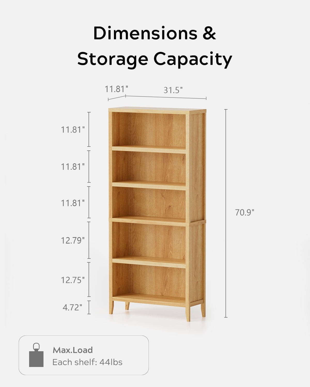 EYYTHUNG Farmhouse 71" Tall Bookshelf Set of 2, Large Freestanding Wooden Open Bookcase with Adjustable Shelf, Wood Display Book Shelf, Natural Oak