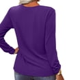 thumbnail image 3 of Jersey con cuello en V de leopardo, camiseta holgada informal de manga larga, túnica suave de moda para mujer, color morado XXL, 3 of 5