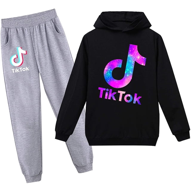 Tik Tok Pullover Hoodie Set Casual novedad sudadera 2 piezas moda Tik Tok ropa para niñas niños Ormromra WMZL-564-18
