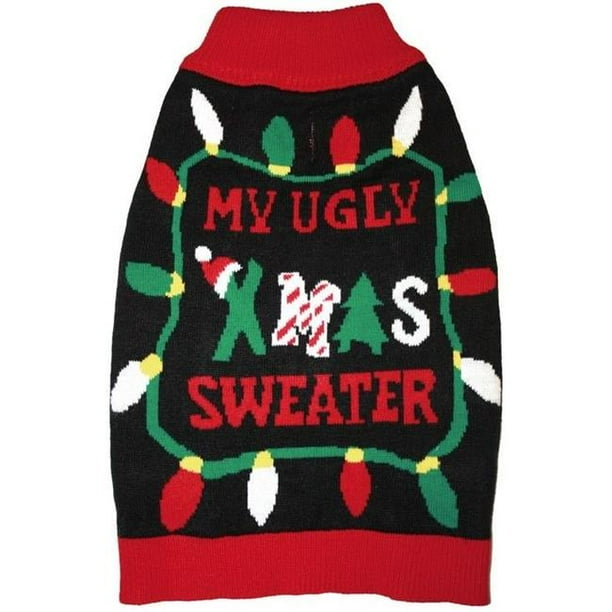 Fashion Pet 104616 Black Ugly XMAS Dog Sweater Large