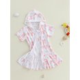 thumbnail image 2 of SUNSIOM Robe de Plage à Manches Courtes à Capuche avec Nœud pour Filles, 2 of 6