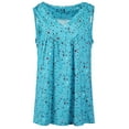 thumbnail image 2 of Innerwin Summer Top V Neck Ladies Tank Tops Vaction Floral Print Bohemian T Shirts Light Blue S, 2 of 5