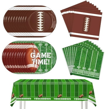 Gridiron Gatherings Party Pack - Football-themed Disposable Tableware Set for 16 Guests - Plates, Napkins, Tablecloth - Perfect for Gameday and Tailgate Celebrations