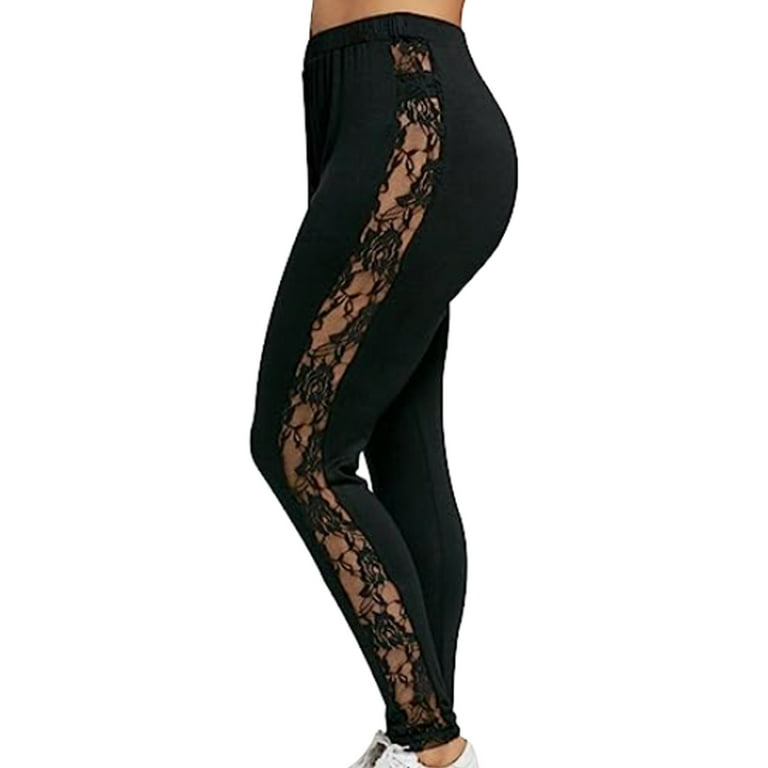 Women's Sheer Lace Hollow Stretchy High Waist Pencil Pants Lightweight Skinny Cutout Tights - Walmart.com