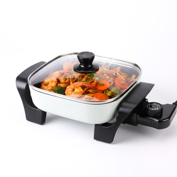 I-Keukenn 8" Electric Skillet with PFAS-Free Non-Stick Ceramic Coating, Removable Electric Frying Pan with Adjustable Temperature, Reversible Design,