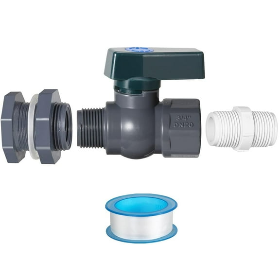 Rain Barrel Spigot Kit Water Barrel PVC Garden Diverter Kit with Bulkhead Fitting Hose Faucet Adapter and Thread Seal Tape for Water Tanks, Aquariums, Tubs, Pool, Garden Barrel